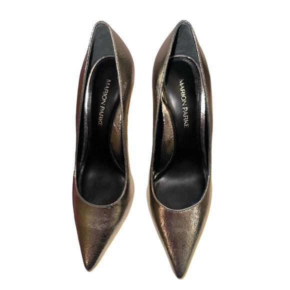 Marion Parke classic pump 85 crinkle metallic silver NWT - Picture 3 of 6